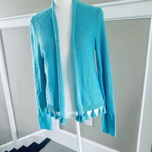 Lilly Pulitzer Soft Blue Edita, Open Front Knit Sweater. - Picture 3 of 7